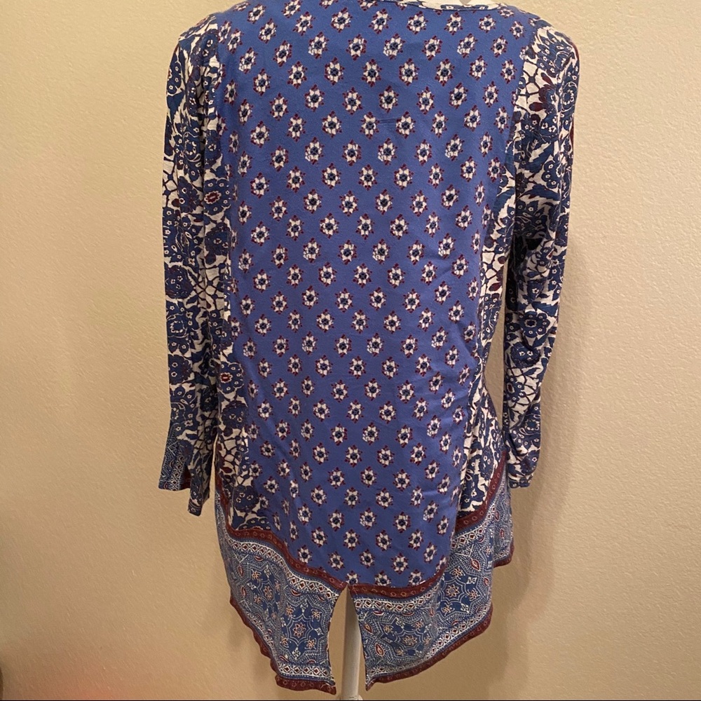 Lucky Brand Blue Boho Pattern Split Back Long Sle… - image 4
